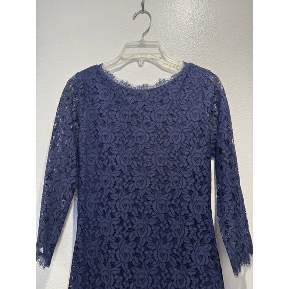 Diane Von Furstenberg Women’s Size 0 Navy Blue Lace Colleen Sheath Dress Glam - Picture 3 of 8